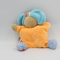 Doudou semi plat éléphant orange bleu rose pois NATTOU