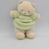 Doudou chat plume beige vert blanc KALOO
