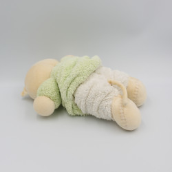 Doudou chat plume beige vert blanc KALOO