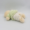 Doudou chat plume beige vert blanc KALOO