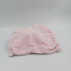 Doudou plat carré lapin rose orange à pois hibou TEX