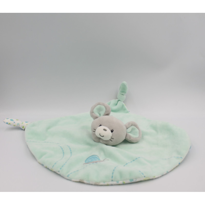 Doudou plat souris verte escargot feuilles GIPSY