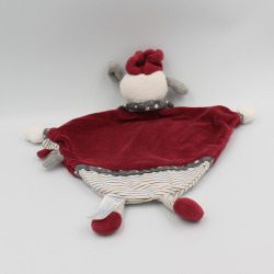 Doudou plat chien gris bordeaux Olaf et Faustine SAUTHON