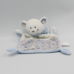 Doudou plat mouton blanc beige bleu NICOTOY