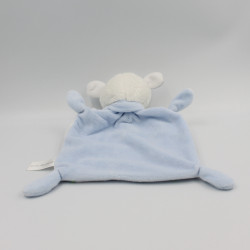 Doudou plat mouton blanc beige bleu NICOTOY