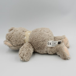 Doudou peluche ours gris beige foulard pois Oscar J-LINE
