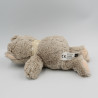 Doudou peluche ours gris beige foulard pois Oscar J-LINE