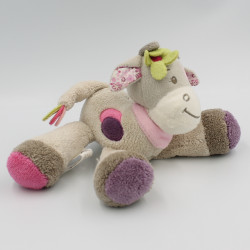 Doudou girafe vache grise rose violet Alyzée NATTOU