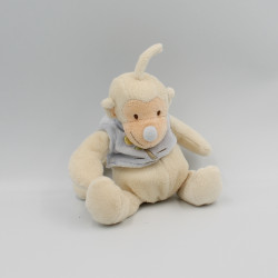 Doudou singe bleu blanc palmier JOLLYBABY 18 cm