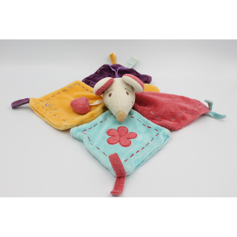 Doudou et compagnie plat souris violet rose bleu jaune Hawaï