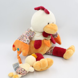 Doudou et compagnie coq poule Poupilou avec bébé 36 cm