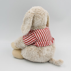 Doudou peluche chien beige gilet rouge rayé HAPPY HORSE