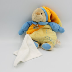 Doudou ours bleu jaune orange papillon mouchoir BABY NAT