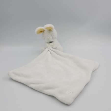 Doudou lapin blanc jaune gris mouchoir SERGENT MAJOR