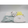 Doudou plat ours blanc bleu jaune enjoy nuage DOUKIDOU