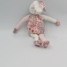 Doudou lapin rose blanc fleurs MARESE