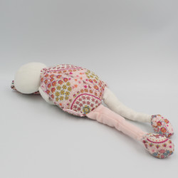 Doudou lapin rose blanc fleurs MARESE