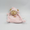 Doudou plat ours rose lune étoiles NICOTOY