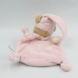Doudou plat ours rose lune étoiles NICOTOY