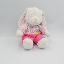 Doudou lapin blanc rose oiseau nid TEX