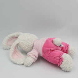 Doudou lapin blanc rose oiseau nid TEX