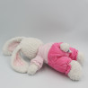 Doudou lapin blanc rose oiseau nid TEX