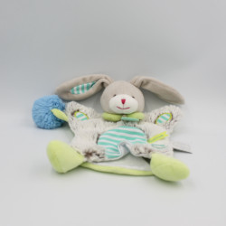 Doudou et compagnie marionnette lapin beige marron vert LOVELY PISTACHE