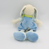 Doudou chien bleu foulard vert oiseau MOTS D'ENFANTS