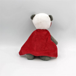 Doudou panda gris blanc cape rouge super héros TAPE A L'OEIL