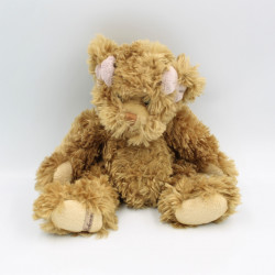 Peluche ours beige marron noeuds rose BUKOWSKI