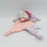 Doudou luminescent plat chat gris rose mauve étoile lune BABY NAT