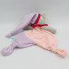 Doudou luminescent plat chat gris rose mauve étoile lune BABY NAT