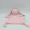 Doudou plat lapin rose blanc étoiles TEX BABY