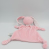Doudou plat lapin rose blanc étoiles TEX BABY