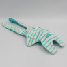 Doudou plat lapin bleu blanc rayé double face CATIMINI