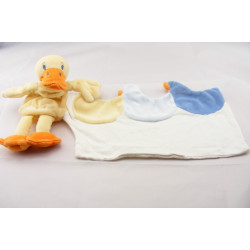 Doudou plat canard vert jaune mouchoir SUCRE D'ORGE