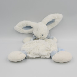 Doudou plat lapin blanc bleu bonbon DOUDOU ET COMPAGNIE
