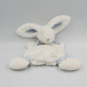 Doudou plat lapin blanc bleu bonbon DOUDOU ET COMPAGNIE