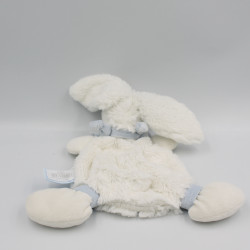 Doudou plat lapin blanc bleu bonbon DOUDOU ET COMPAGNIE