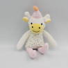 Doudou vache blanche jaune rose pois DODIE