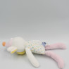 Doudou vache blanche jaune rose pois DODIE