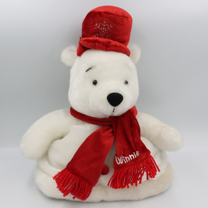 Peluche chapeau Winnie l'ourson blanc rouge Noël Chrismas DISNEYLAND