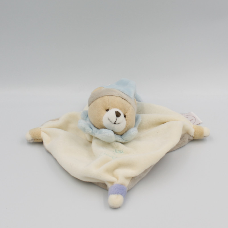 Doudou et compagnie plat ours blanc bleu gris