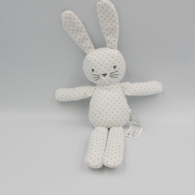 Doudou lapin blanc étoiles BOUT'CHOU BOUTCHOU