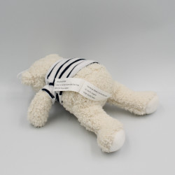 Doudou peluche ours blanc bleu marin DINAN NEMERY