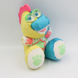 Ancienne peluche puffalump dinosaure jaune bleu rose vert FISHER PRICE