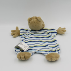 Doudou plat ours beige rayé bleu vert blanc H&M