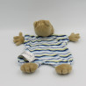 Doudou plat ours beige rayé bleu vert blanc H&M