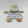 Doudou plat ours beige rayé bleu vert blanc H&M