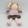 Doudou poupée chiffon robe prune pois couettes COROLLE